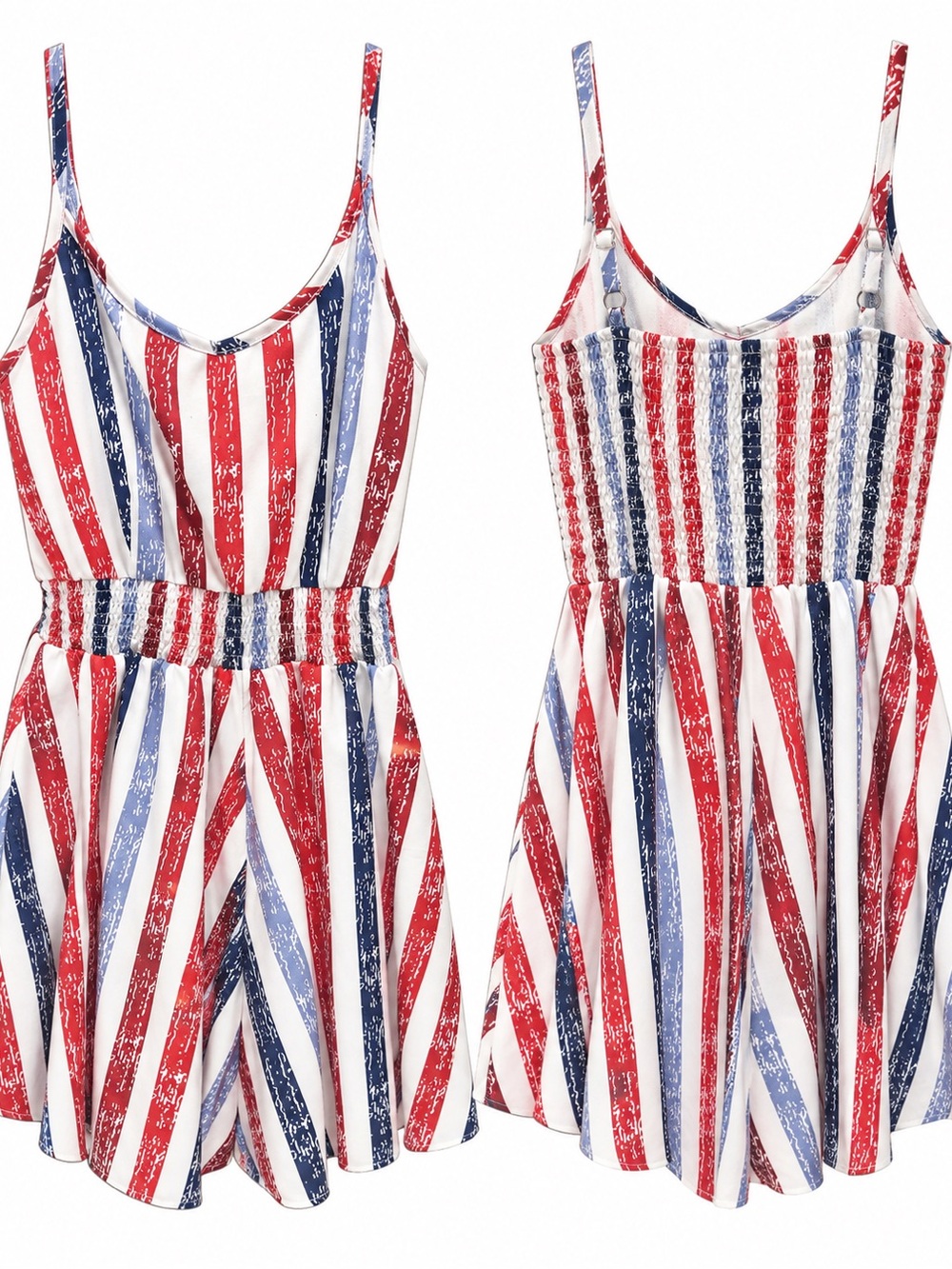 Red, White & Blue Striped Romper